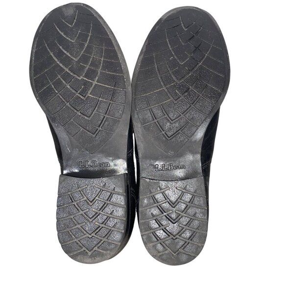 L.L. Bean Womens Black Leather ankle boots preppy neutral Slip-On Shoes Size 7.5 - Picture 8 of 10